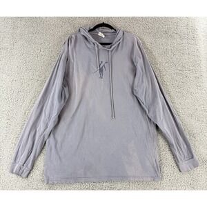 Toes on the Nose T-Shirt Mens Size XXL Gray Discolored Hooded Long Sleeve VTG